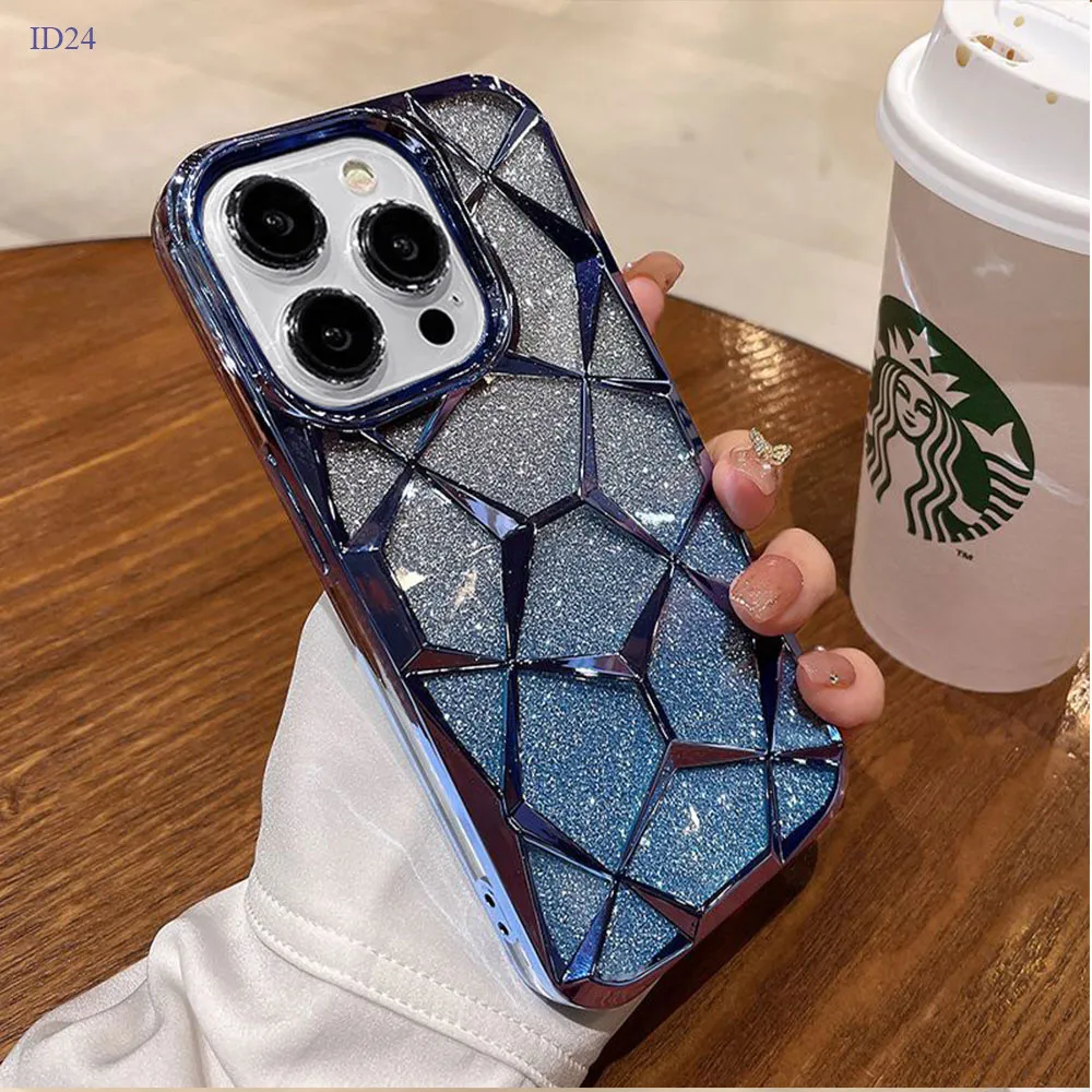 Casing Hp Untuk 3D Diamond-Shaped Anti-Drop Case Compitable With iPhone 15 13 12 11 7 8 6 6S X XS XR SE Pro Plus Max 2020 2022 Softcase Hp Kesing Casing ZSK ID24 D1-1602