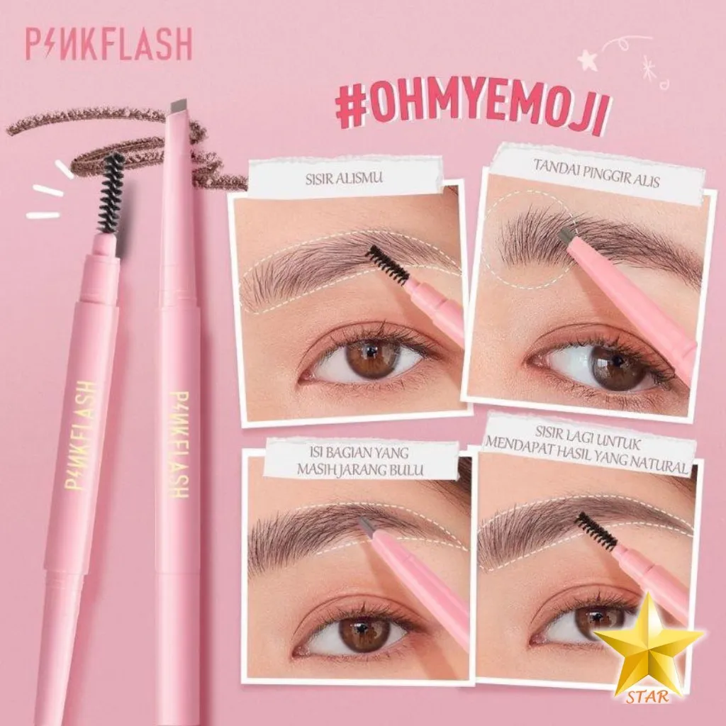 AS PINKFLASH PF E09 EyeBrow Auto Brow Pensil Alis Matic WaterProof Pink Flash