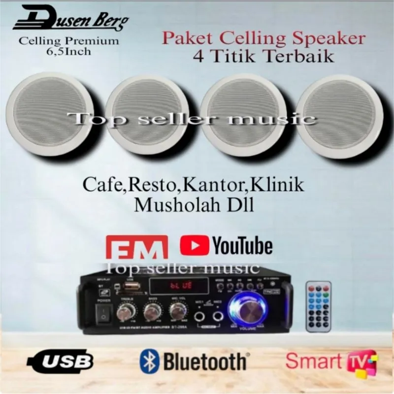 Paket Celling Speaker Dusenberg 6,5 Inch 4 Titik , Resto,Cafe,Klinik,Sekolah,Kantor Dll 2thn garansi