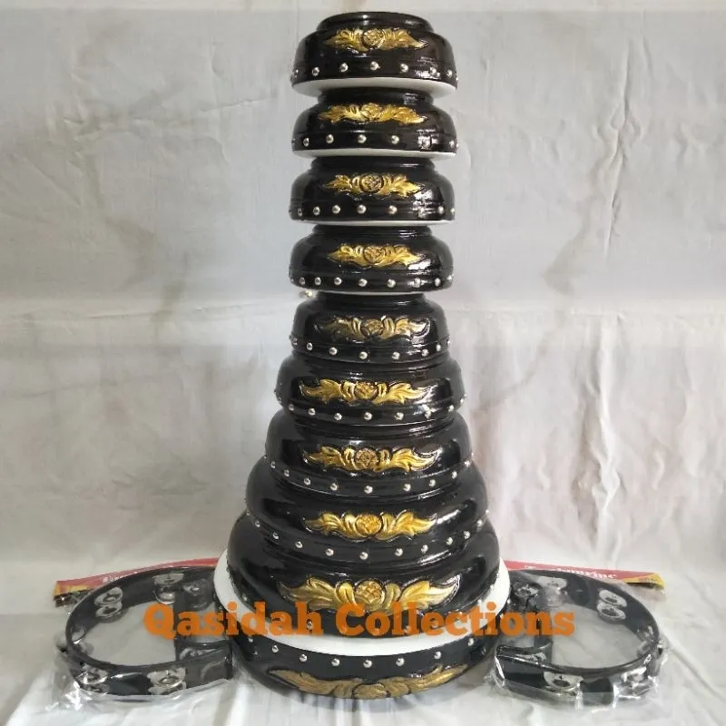 Rebana Qasidah Ukir Lasqi Susun 10+2 Tamborin Super Quality