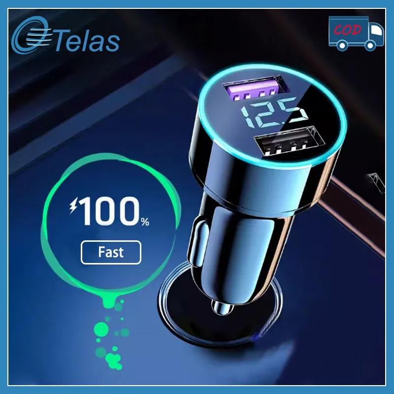 Telas Charger Mobil Car Adapte 2-Port USB Fast Charging 3.1A 12V-24V Output Motor Chargers