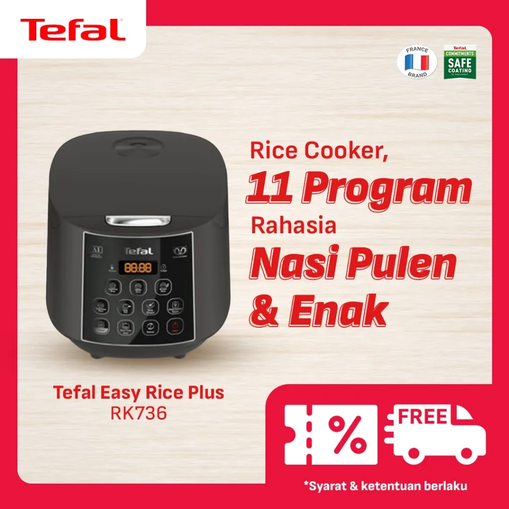 TERLARIS - Tefal Rice Cooker Digital Easy Rice Plus 1.8 L 11 Program RK736 / Penanak Nasi / Magic Com