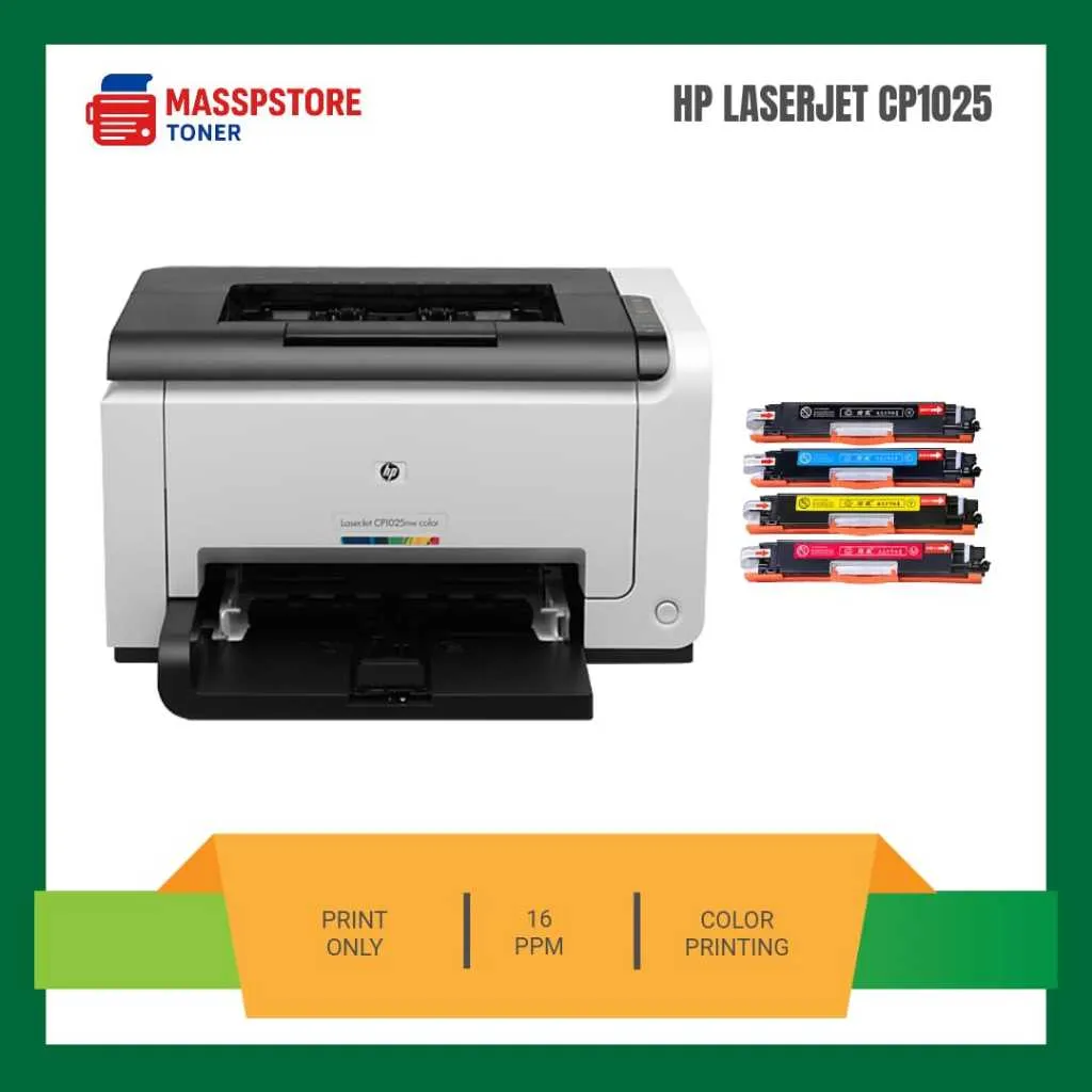 Printer HP Laserjet CP1025 color cetak foto stiker document bergaransi toner full