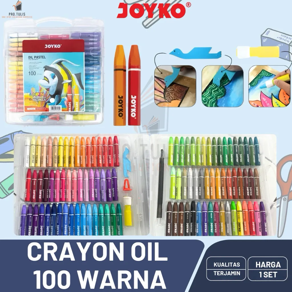 (ORIGINAL READY COD) Joyko Oil Pastel Crayon 100 Colours Krayon Minyak Warna