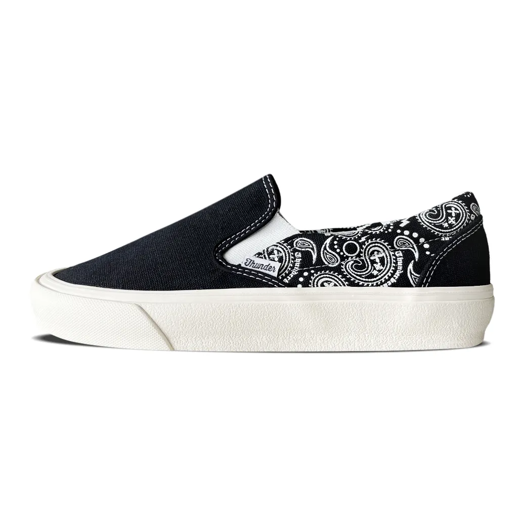 Thunderbear - Voltaire Paisley BW | Sepatu Slip On Paisley Hitam | Lokal & Stylish