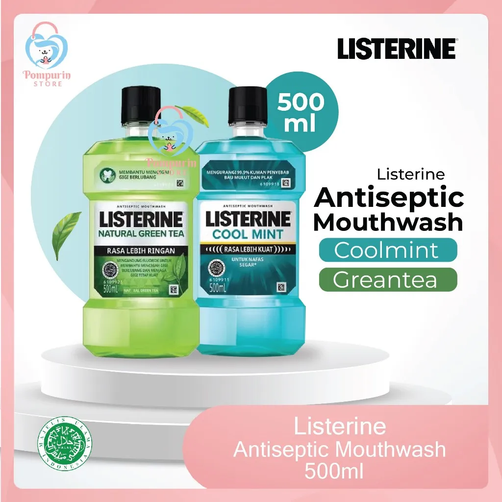 (BIG SIZE) Listerine Antiseptic Mouthwash Coolmint / Greentea 500ml - Obat Kumur Perawatan Mulut