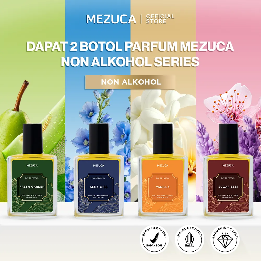 [Dapat 2 Botol] Parfum MEZUCA Roll On Non Alkohol 18mL Eau de Perfume Wangi Tahan Lama Parfum Unisex Pria dan Wanita