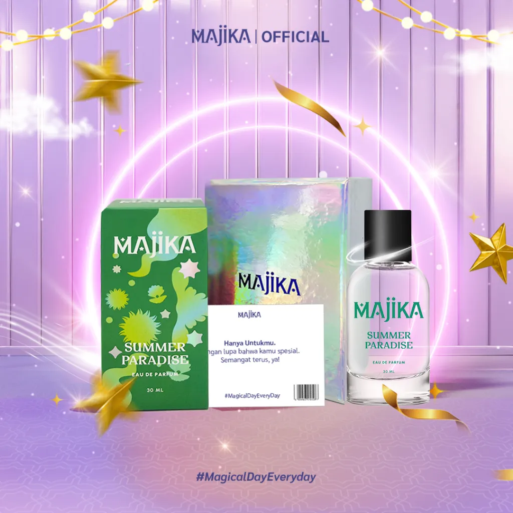 MAJIKA Aura Kit Gift Box |KADO ULANG TAHUN|HANYA UNTUKMU|SELAMAT | [Summer Paradise EDP + Box + Gift Card] | 30 ML | Parfum Unisex Tahan Lama