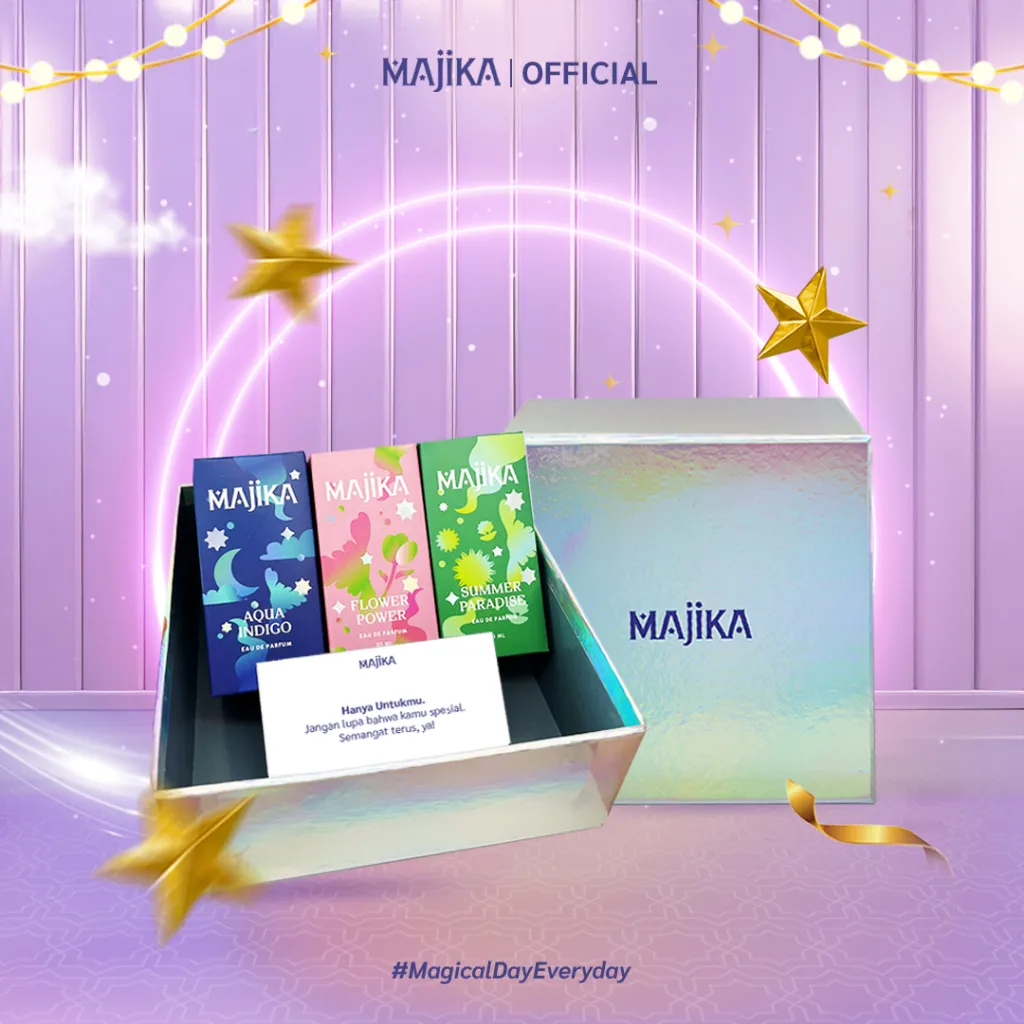 MAJIKA Infinity Set Gift Box |KADO ULANG TAHUN|HANYA UNTUKMU|SELAMAT | [3 Eau de Parfum + Box + Gift Card] | Parfum Unisex Tahan Lama