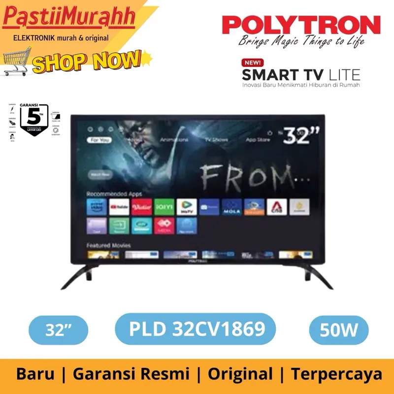 LED POLYTRON SMART TV PLD 43CV8869 (43 INCH) 40CV8969 (40 INCH) PLD 32CV1869/32CV2269(32 INCH) PLD 24CV1869 (24 INCH) SMART TV 34 INCH 32 INCH 40 INCH | LED POLYTRON SMART TV YOUTUBE MOLA TV GARANSI RESMI 5 TAHUN ORIGINAL