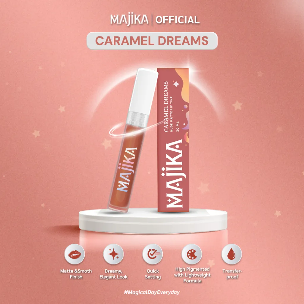 MAJIKA Caramel Dreams Nude Matte Lip Tint | 3 ML | Tahan Lama | Transferproof [Flashsale]
