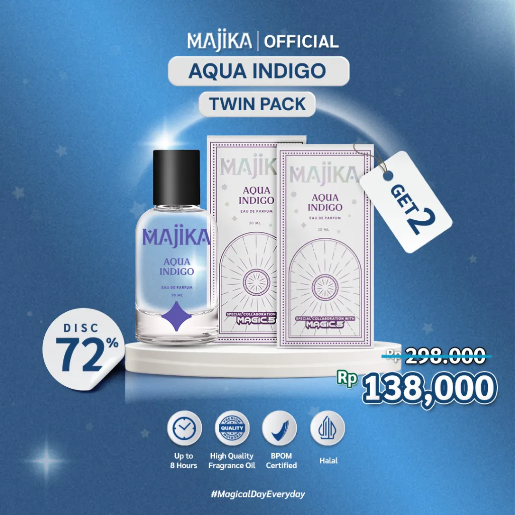[MAGIC 5 x MAJIKA Blind Box]x2 AQUA INDIGO Eau de Parfum | 30 ML | Free Sticker MAGIC 5 Random