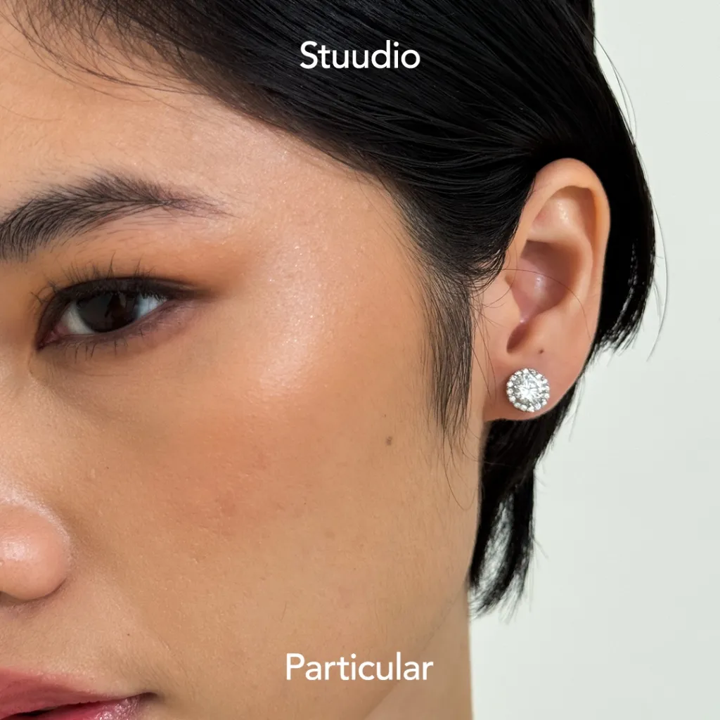 Stuudio Particular - ROUND BRILLIANT STUD Earrings Anting Minimalis Wanita Sterling Silver S925 Anti Karat