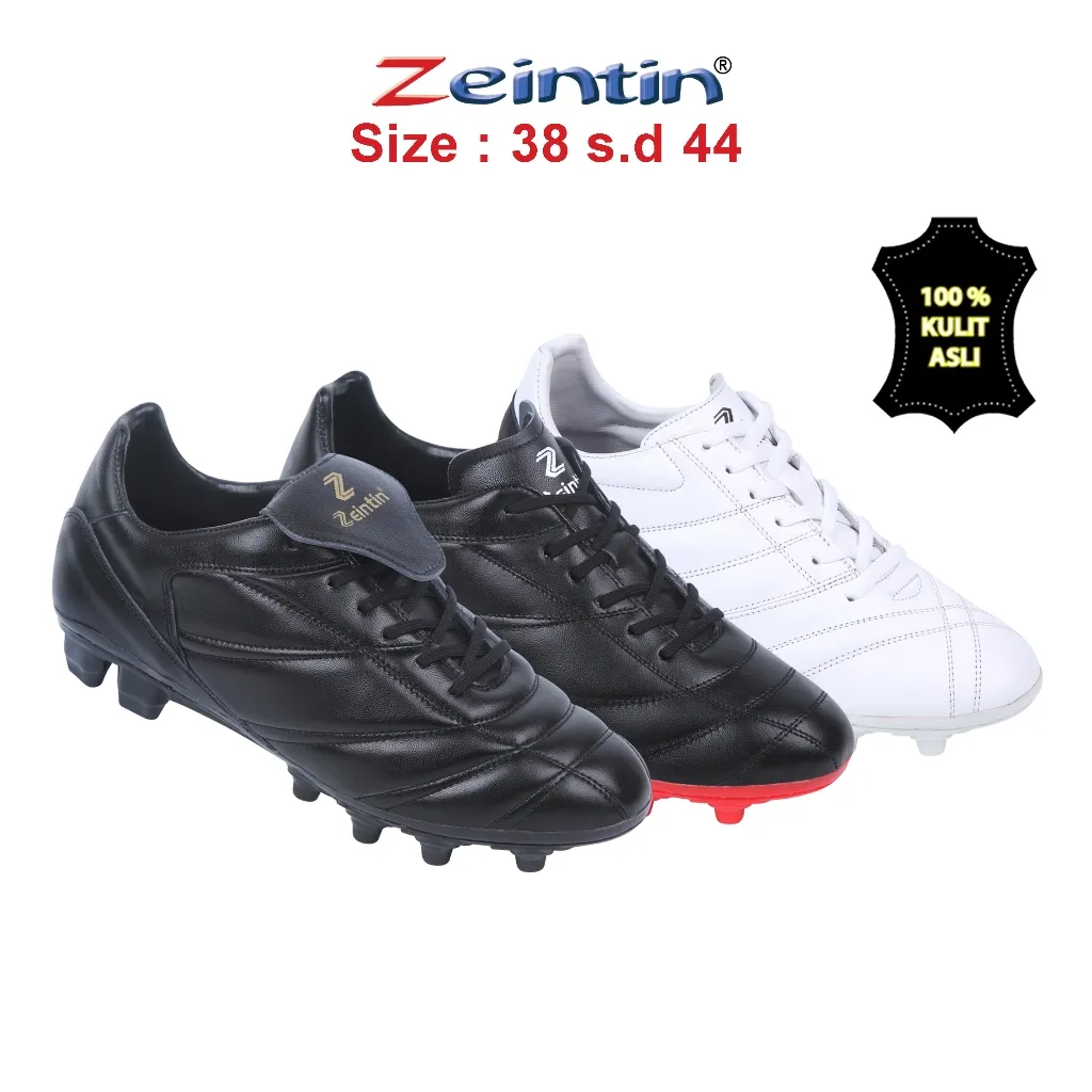 Zeintin - Sepatu Bola Zeintin Full Black Material Kulit Asli Terbaru AS