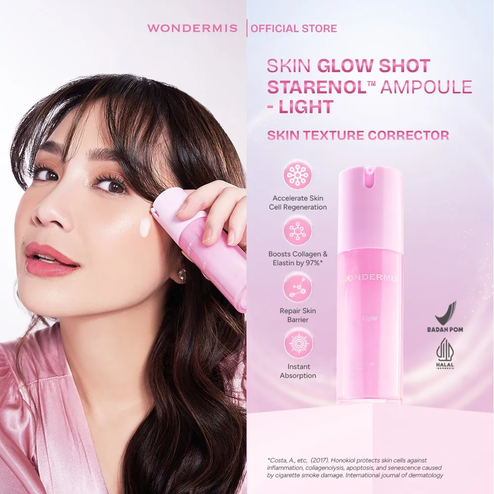 WONDERMIS Skin Glow Shot Starenol™ Ampoule - Light 22 ml Exfoliating Brightening Anti Aging Anti Acne Centella Asiatica Serum Aman Kulit Sensitif Retinol Vitamin C Microneedle Cica Madecasosside [EXCLUSIVE]