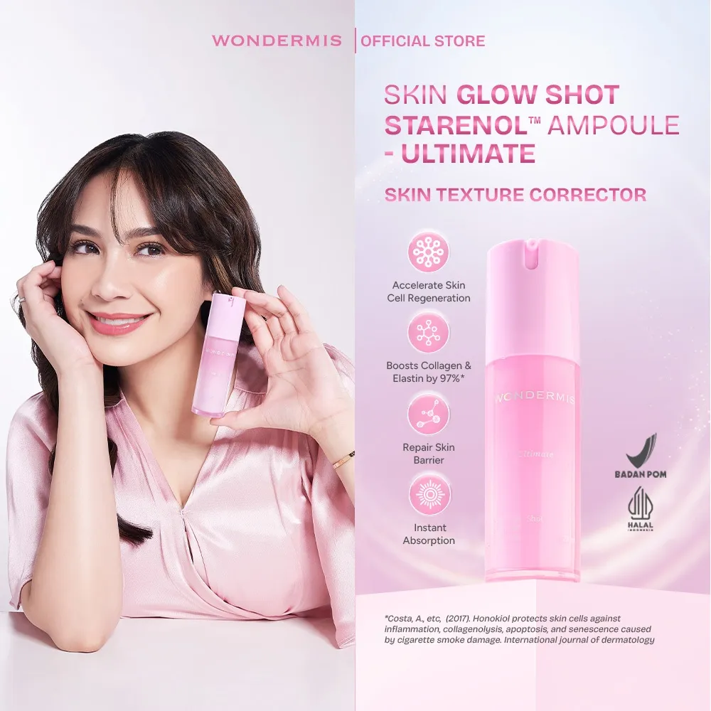 WONDERMIS Skin Glow Shot Starenol™ Ampoule - Ultimate 22 ml Exfoliating Brightening Anti Aging Anti Acne Centella Asiatica Serum Aman Kulit Sensitif Retinol Vitamin C Microneedle Cica Madecasosside [Exclusive]