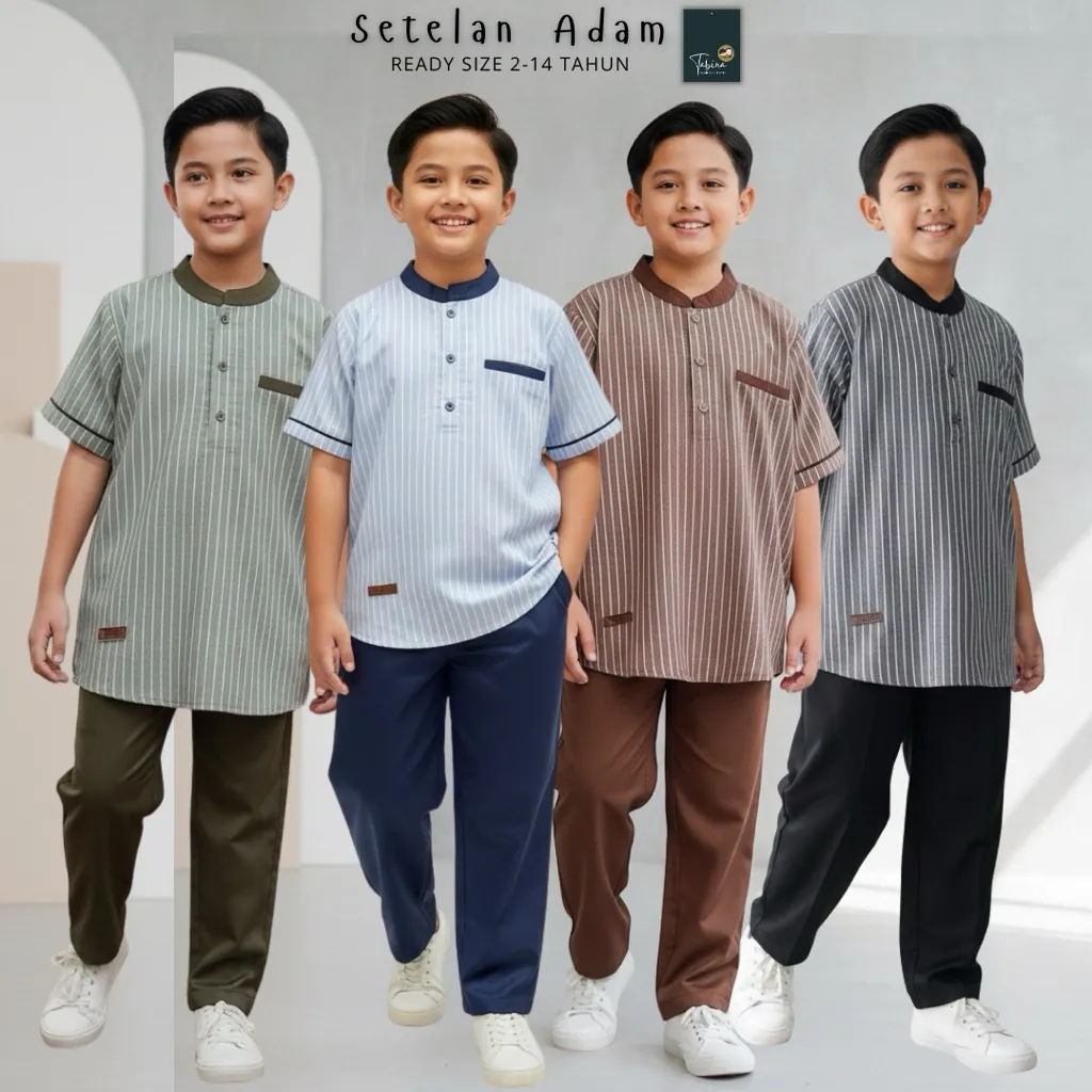 Setelan Kurta Lengan Pendek Anak Laki Laki sampai Remaja Tabina Seri Adam usia 2 hingga 14 tahun