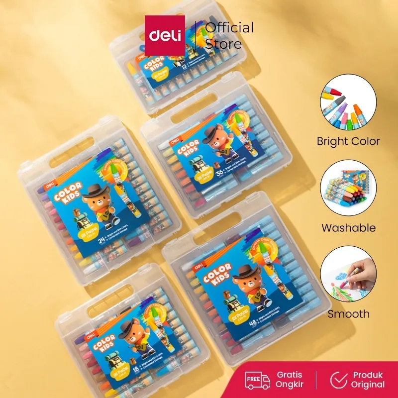 Deli Oil Pastel Crayon 12/24/36 Warna cerah sempurna tidak beracun EC20134
