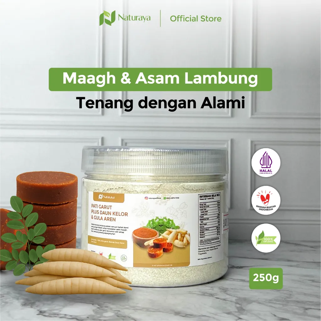 Naturaya Herbal Tenang Lambung Ampuh Atasi Maagh Gerd Asam Lambung Bahan Alami Tepung Garut Daun Kelor Gula Aren 250g
