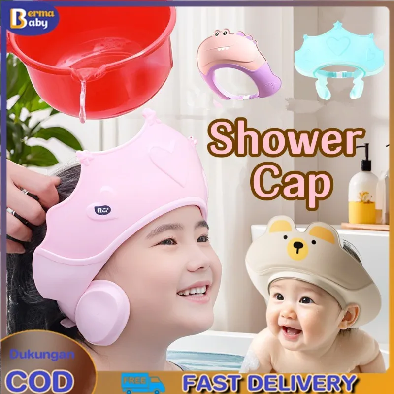 Berma Baby Topi Keramas Anak Baby Shower Cap Hewan Kecil Topi Mandi Bayi Topi Mandi Mahkota Pelindung Anak
