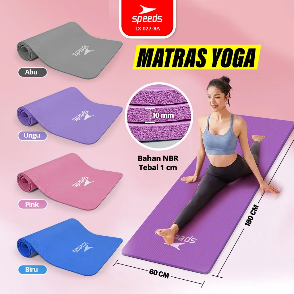 SPEEDS Matras Yoga NBR 10mm Alas Yoga Mat Alas Olahraga Pilates Karpet Spons Gym Berstandar SNI Premium 027-8A