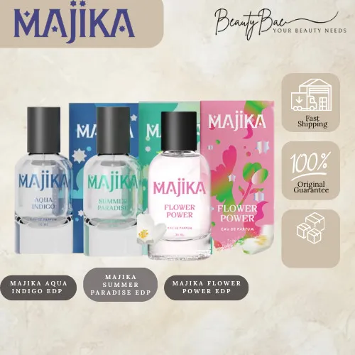 MAJIKA 30ml Eau De Parfume Aqua Indigo, Summer Paradise, dan Flower Power