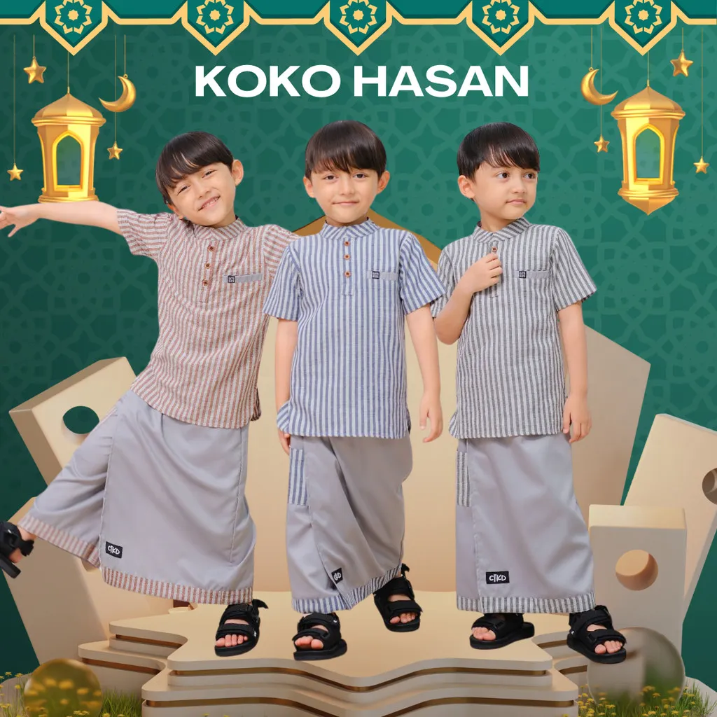 Baju Muslim Anak Laki Laki 1 - 10 Tahun Model Sarcel Hasan Salur Koko Anak Laki Laki Terbaru 2026