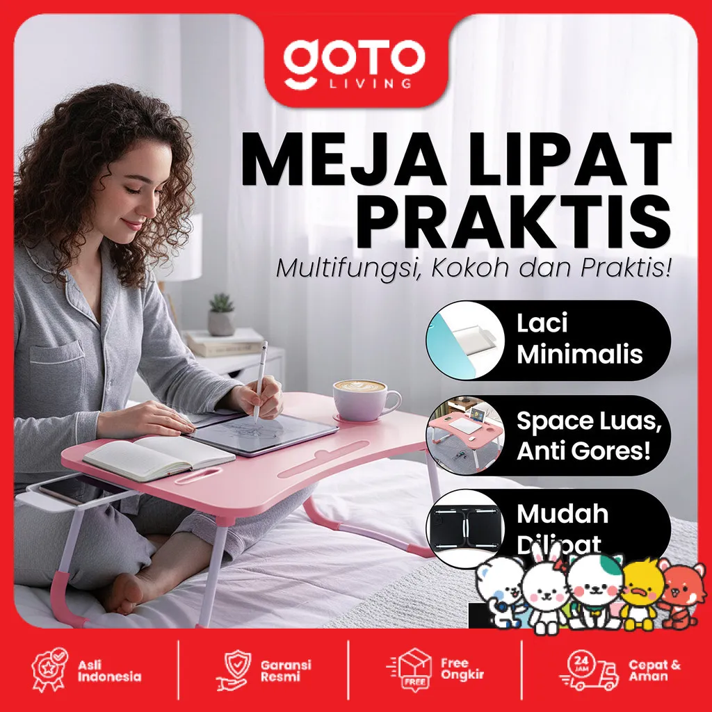 Coretech Elenco Meja Belajar Makan Lipat Anak Laptop Portable
