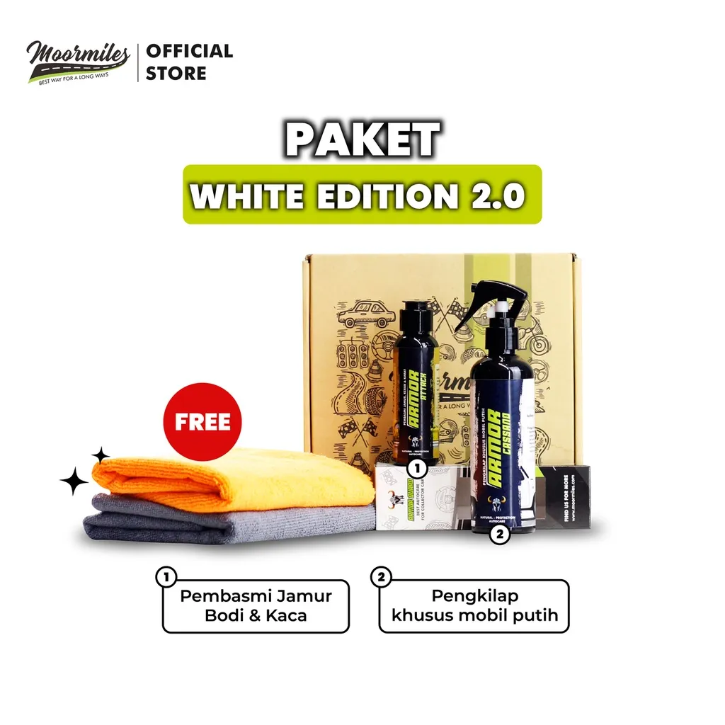 MOORMILES - PAKET WHITE EDITION 2.0 I PENGKILAP PERAWATAN MOBIL PUTIH