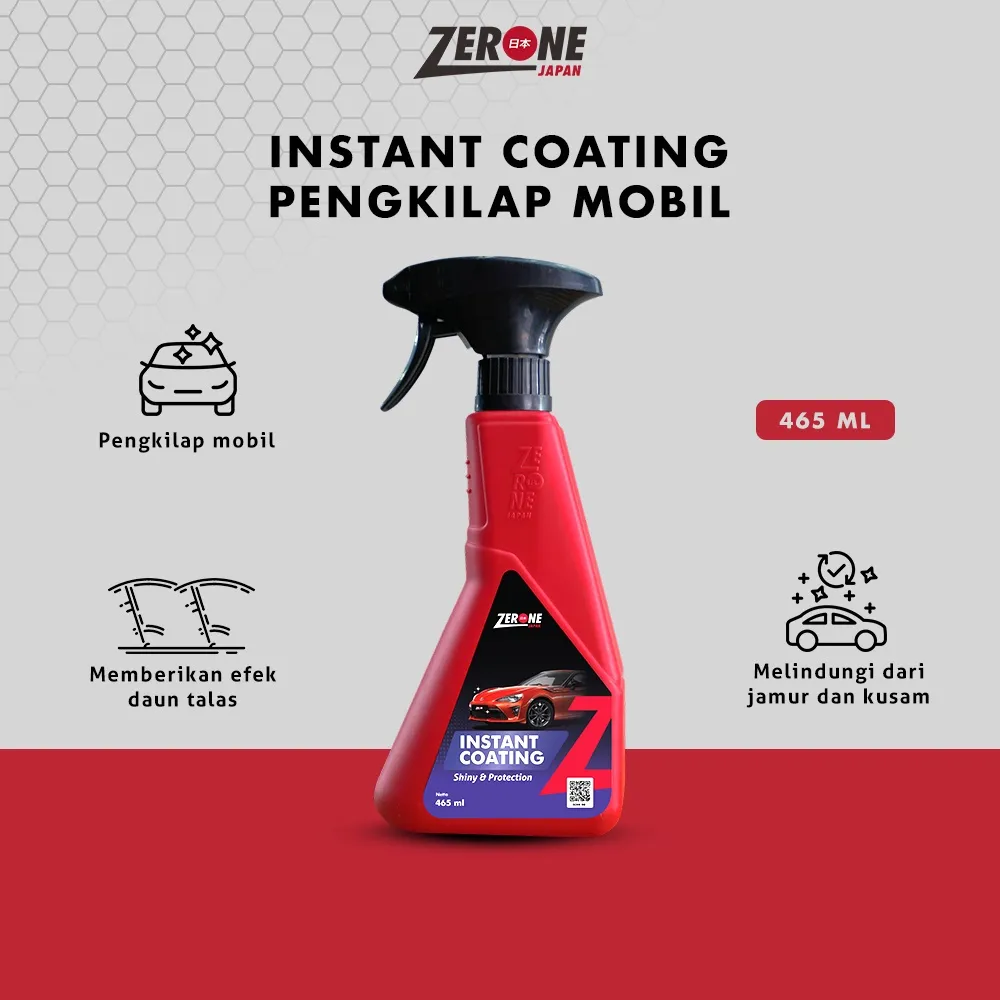 Zerone Semi Nano Coating Instan Coating Pengkilap Mobil Efek Daun Talas Body Kaca