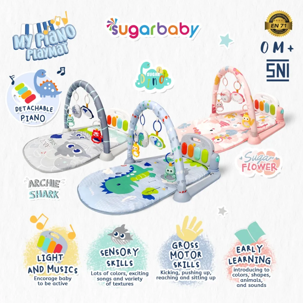My Piano Playmat Baby Gym musik mainan rattle lampu/Mainan gym bayi/playgym/mainan anak/matras bayi piano