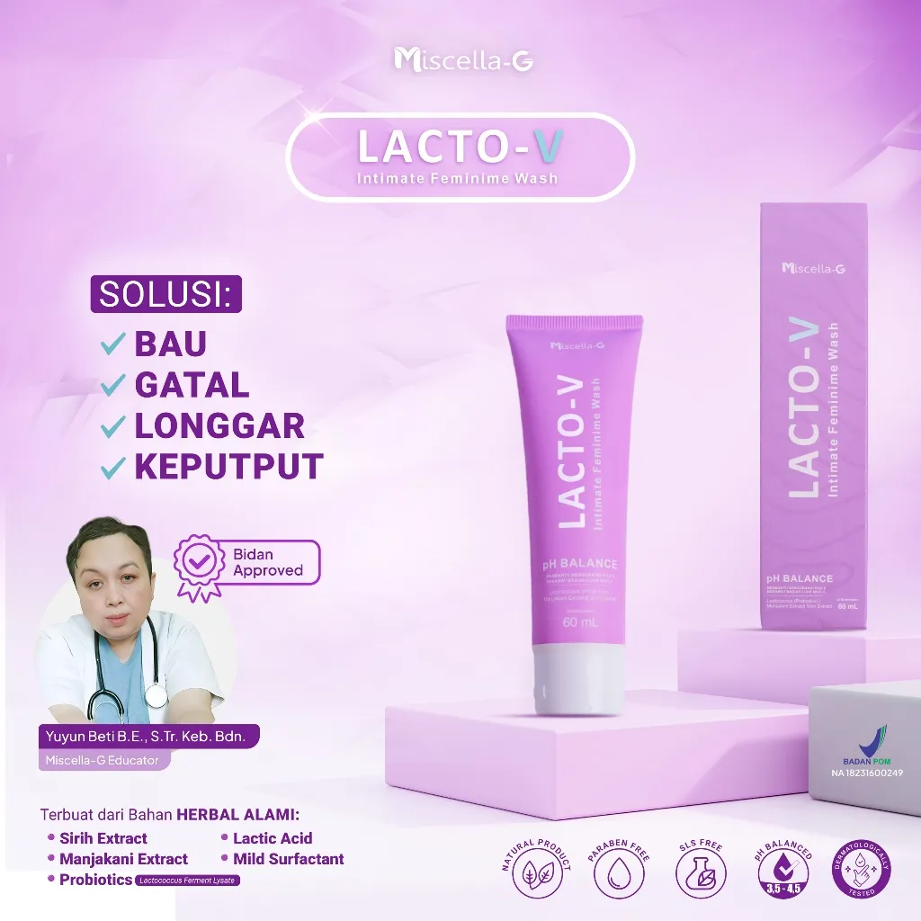 Miscella-G LACTO-V WASH - Sabun Pembersih Miss V - Keputihan Ringan dan Bau - Feminime Hygiene BPOM