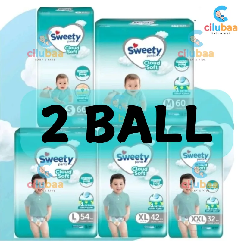 [2BALL] Sweety Silver Pants  S66/ M60/ L54/XL42/XL34/XXL32 popok Newborn - Popok Bayi Sekali pakai