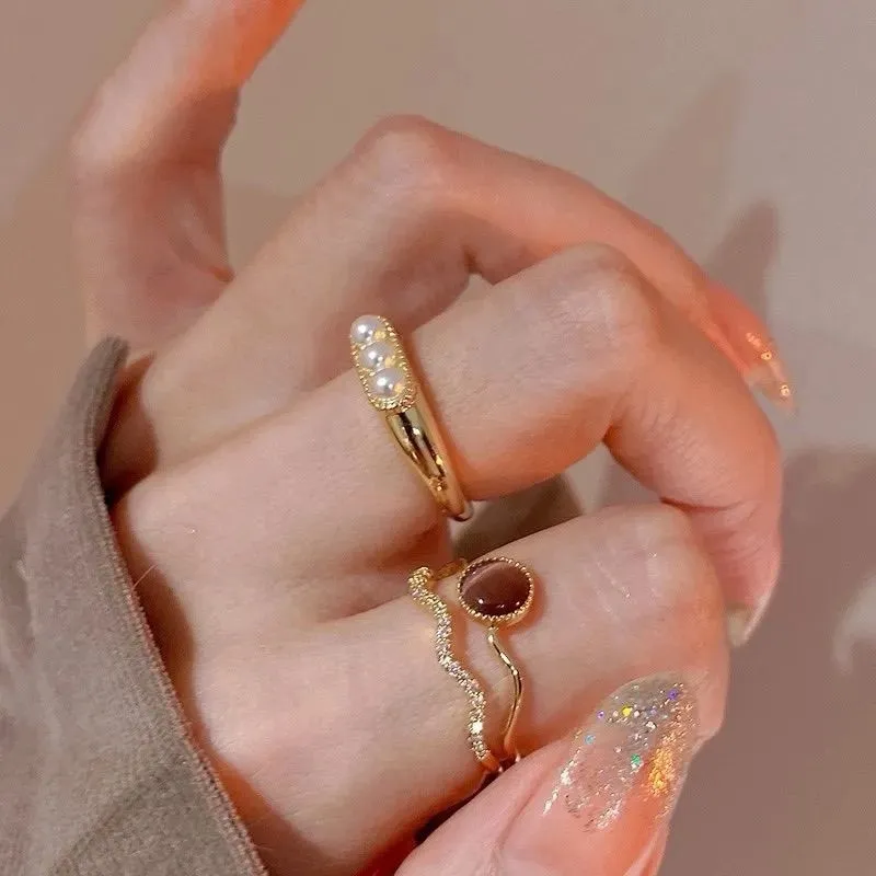 Set Cincin Isi 2Pcs Gaya Retro Vintage Aksesoris Fashion Wanita