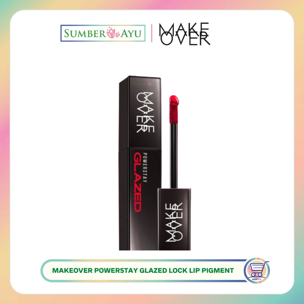 SUMBER AYU | MAKE OVER Powerstay Glazed Lock Lip Pigment - Lip Gloss Lip Cream Transferproof Pigmented Tahan Lama 24 Jam Ringan Tidak Lengket di Bibir Lipstick Lipcream Lipstik