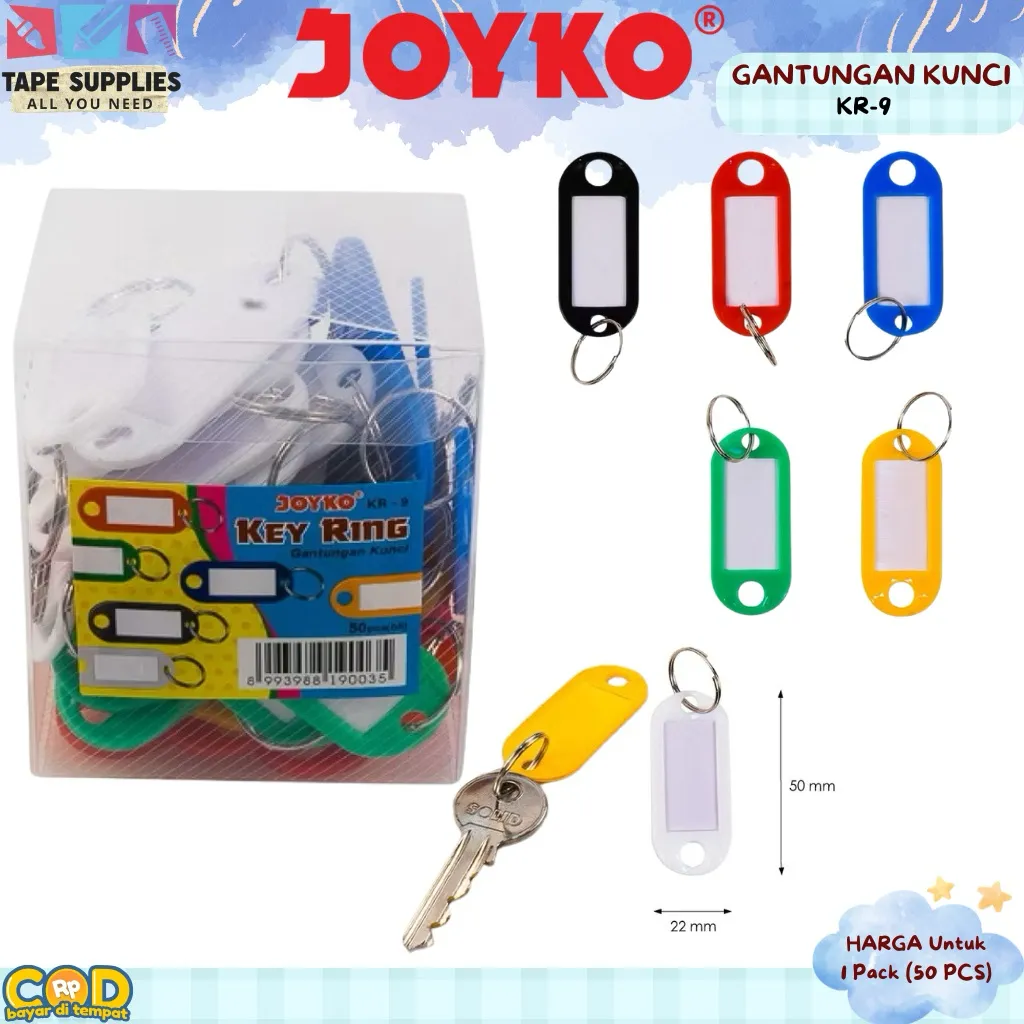 (50 PCS) JOYKO KR-9 Gantungan Kunci Label / Key Ring Tag 50 Pcs