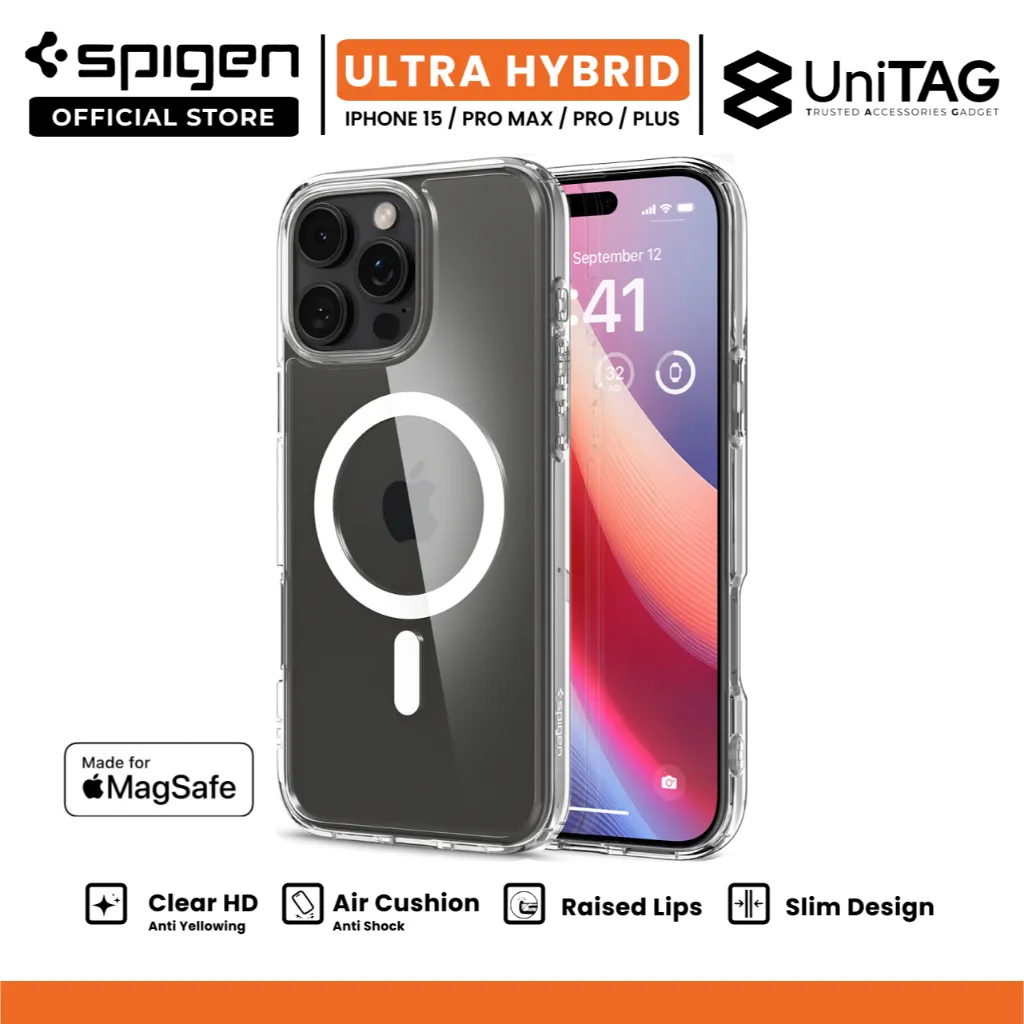 SPIGEN Case iPhone 15 Pro Max Plus Ultra Hybrid MagSafe Clear Casing