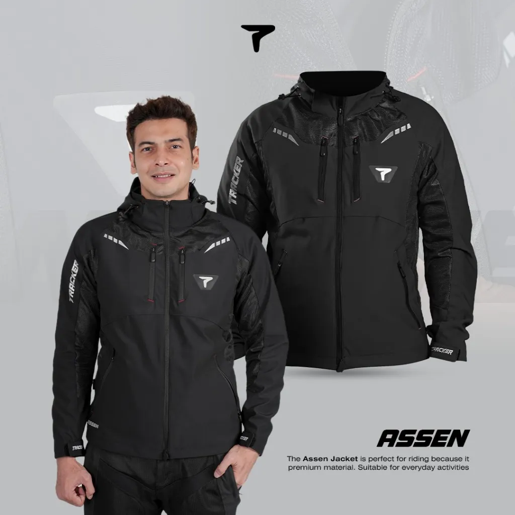 Jaket Motor Pria Waterproof Windproof Premium Anti Air, Anti Angin, Protector ASSEN TRACKER