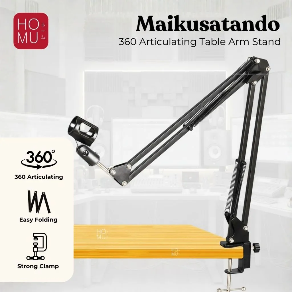 HOMU - MAIKUSUTANDO Stand Microphone / Stand Mic / Arm Suspensi Lazypod / Arm Stand