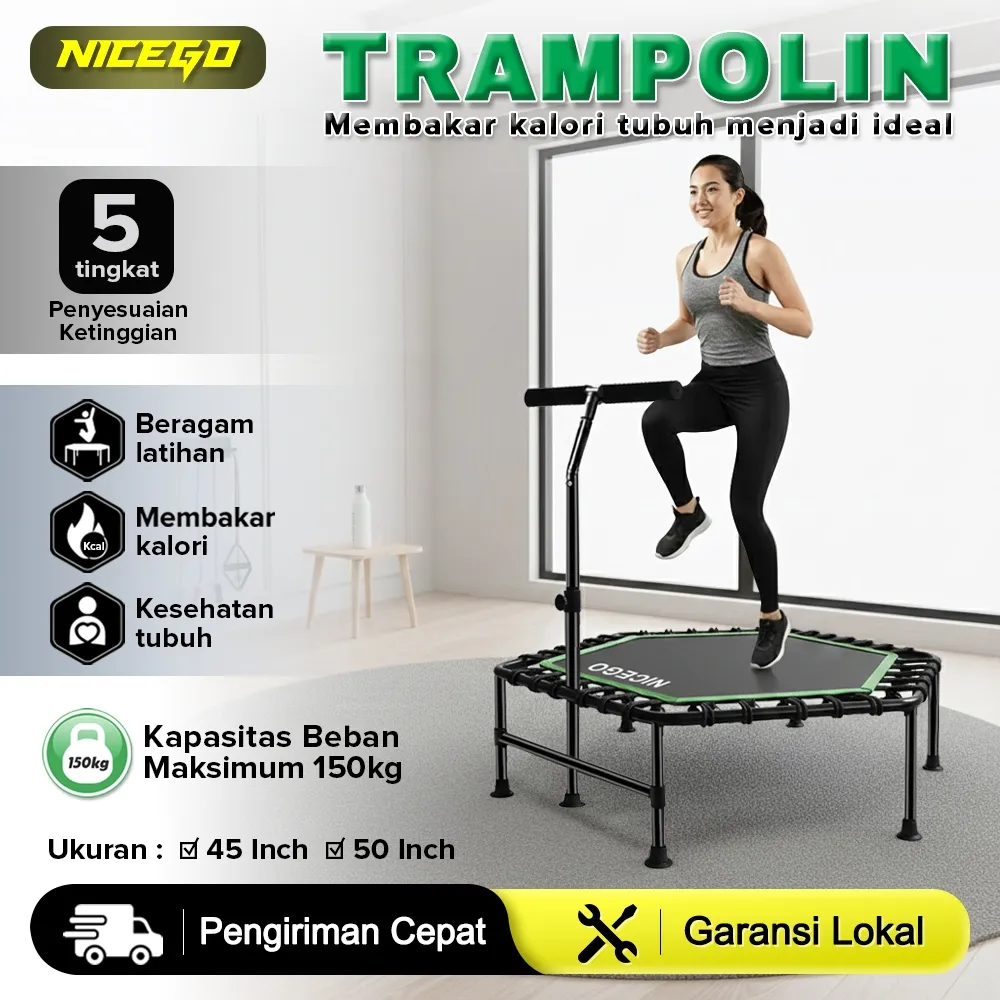 NICEGO Trampolin 45 Inci 50 Inci Sport Trampoline Bisu Alat Olahraga Lompat Trampolin
