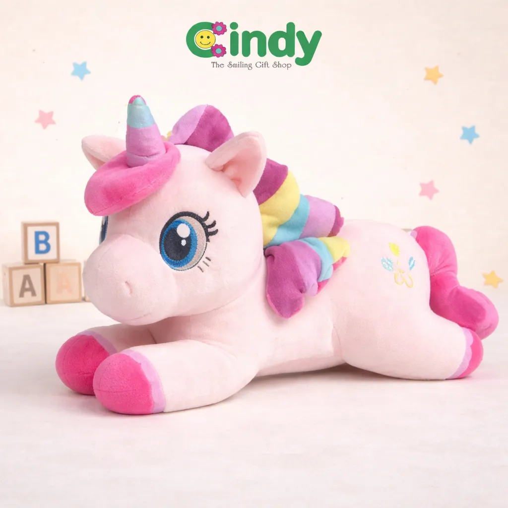 Cindy Boneka Lying Unicorn Boneka Kuda Poni Soft Plush Super Lembut Mainan Kado Anak & Balita