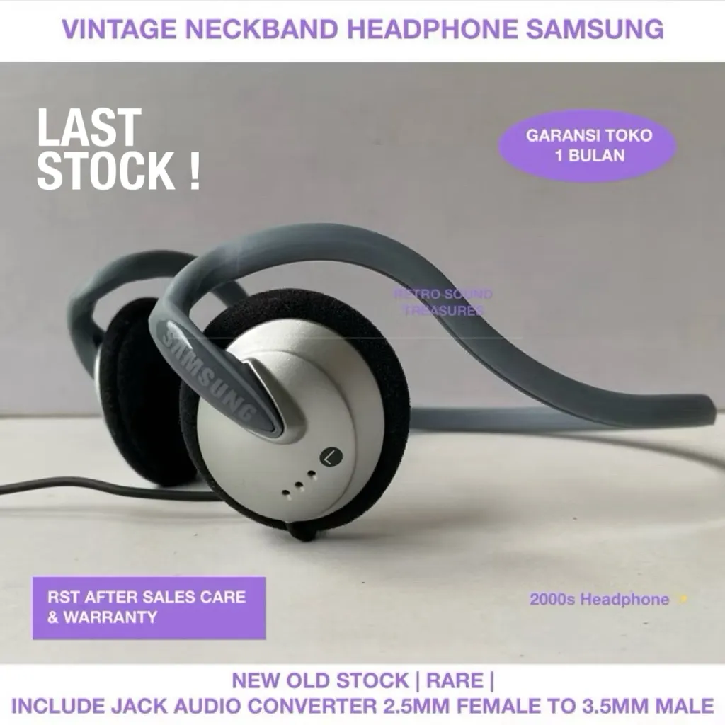 [LAST STOCK] Vintage : Samsung Neckband Earphones/Headphones | NOS (Baru Stok Lama) | Headphone Retro | Headphone Jadul | Vintage Headphones