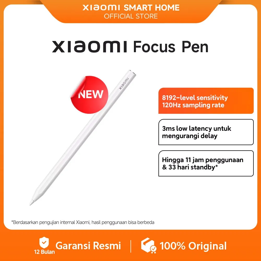 Xiaomi Focus Pen | 8192-level sensitivity | 120Hz sampling rate | 3ms low latency |11 jam penggunaan & 33 hari standby [Official Store]
