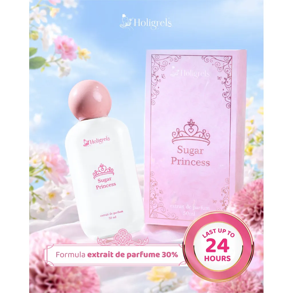 HOLIGRELS Sugar Princess Extrait de Parfume – Sweet Warm Perfum Wanita 50ml Vanilla Musk Cinnamon Musky Long Lasting Tahan Lama Awet 12 jam