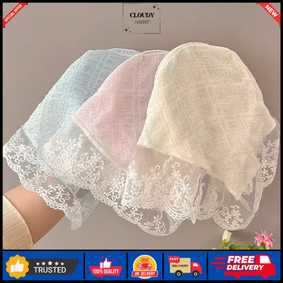 CN - BANDANA SCARF KOREA MODEL RENDA AESTHETIC CASUAL / BANDO SYAL RAW LACE HEADBAND FASHION KOREA