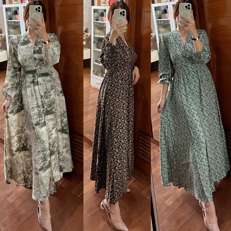 DRESS HIJAB CALINEA LONG DRESS RAYON PREMIUM BUSUI BUMIL FRIENDLY FULL KANCING HIDUP
