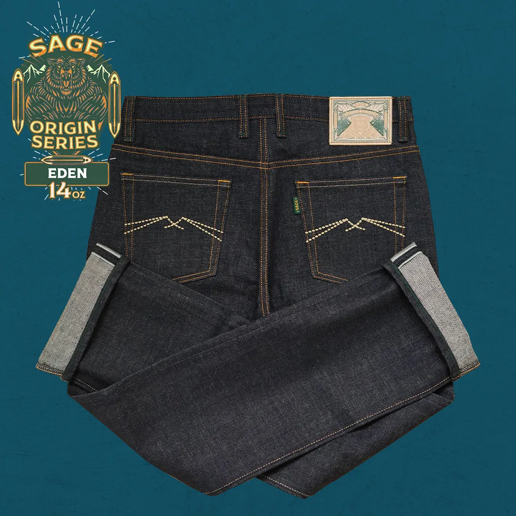 Sage Denim Origin Series : Eden 14oz Sanforized Deep Indigo