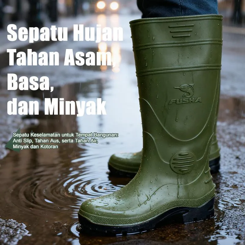 Sepatu bot karet pria dan wanita, sepatu anti air, cocok untuk pertanian dan berkebun, anti slip