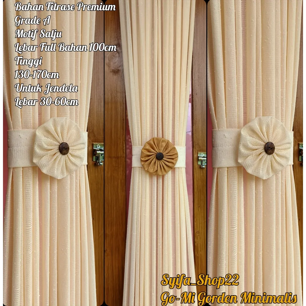Gorden Kupu Ikat Pita Jendela Minimalis Fitrase Salju Polos Grade A Murail Motif Murah Hordeng