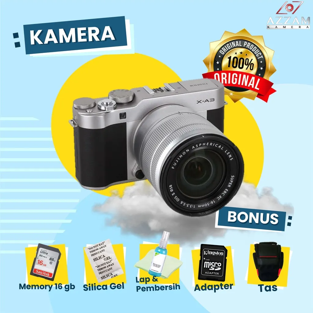 FUJIFILM XA3 Kit 16-50MM - Kamera Mirrorless Second Bergaransi + Bonus Melimpah